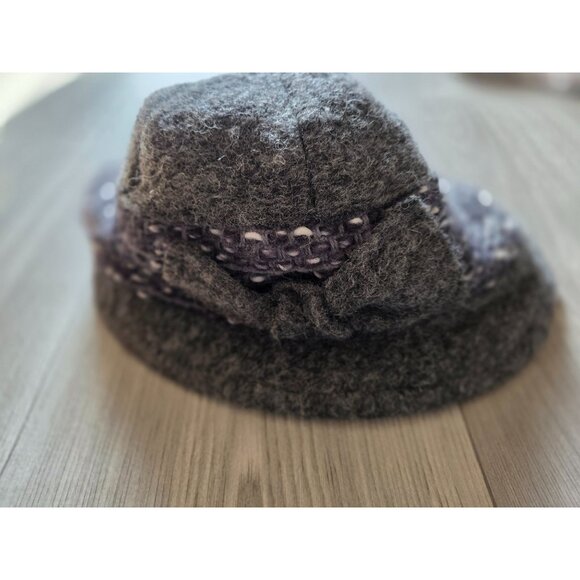 Creativa Italy Womens Wool Cloche Hat With Bow Gray & Purple - Picture 3 of 5